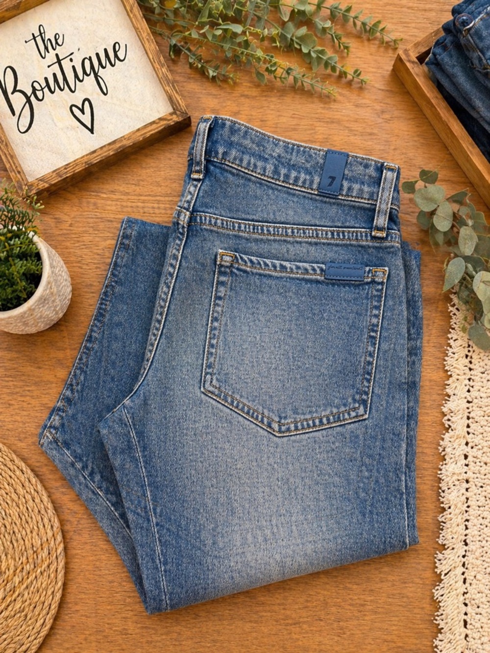 7 For All Mankind Blue Denim Jeans Size 26 NWT - Picture 3 of 3